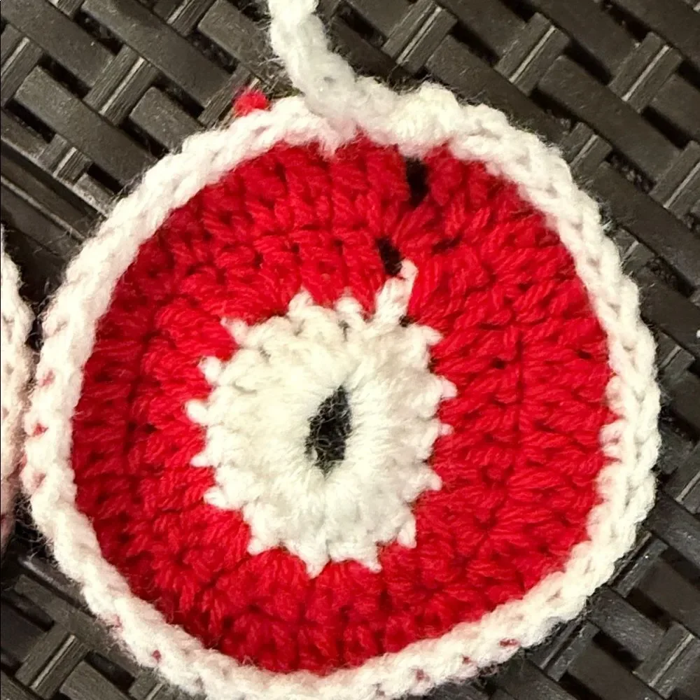 Handmade Red and White Crochet Coasters